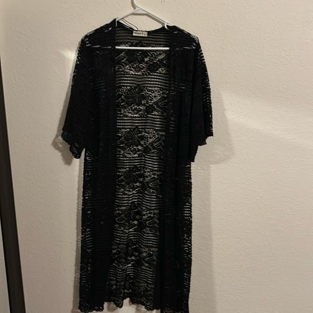 Black rose pattern  long cardigan